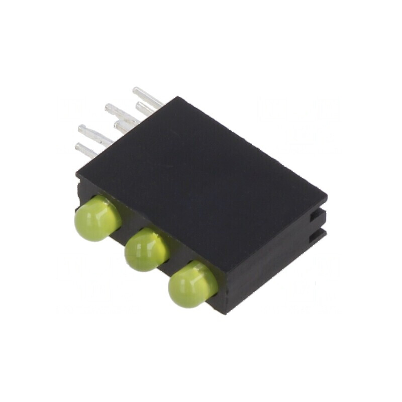 LED 3mm galben difuz, 3 diode, 20mA, carcasă inclusă | Electronic-mag.ro | Componente Electronice