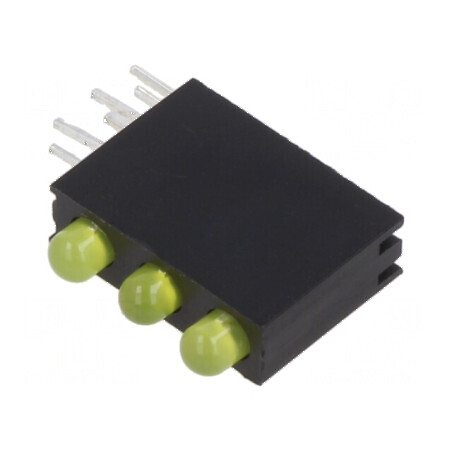 LED 3mm galben difuz, 3 diode, 20mA, carcasă inclusă | Electronic-mag.ro | Componente Electronice