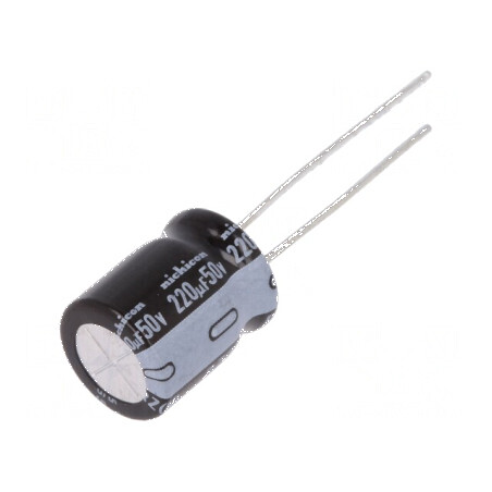 Condensator electrolitic THT 220uF 50VDC Ø10x12,5mm ±20% pentru circuite electrice | Electronic-mag.ro | Componente Electronice