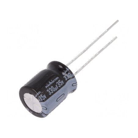 Condensator electrolitic THT 330uF 35VDC Ø10x12,5mm ±20% pentru circuite electronice | Electronic-mag.ro | Componente Electronice