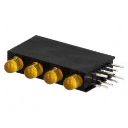 LED 3mm Ambră în Carcasă - 4 Diodă, 20mA, 80° - 1,6÷2,6V | Electronic-mag.ro | Componente Electronice