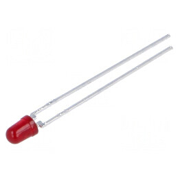 LED 3mm roșie 1,3÷3mcd 65° cu parte frontală convexă Nr. term: 2 | Electronic-mag.ro | Componente Electronice