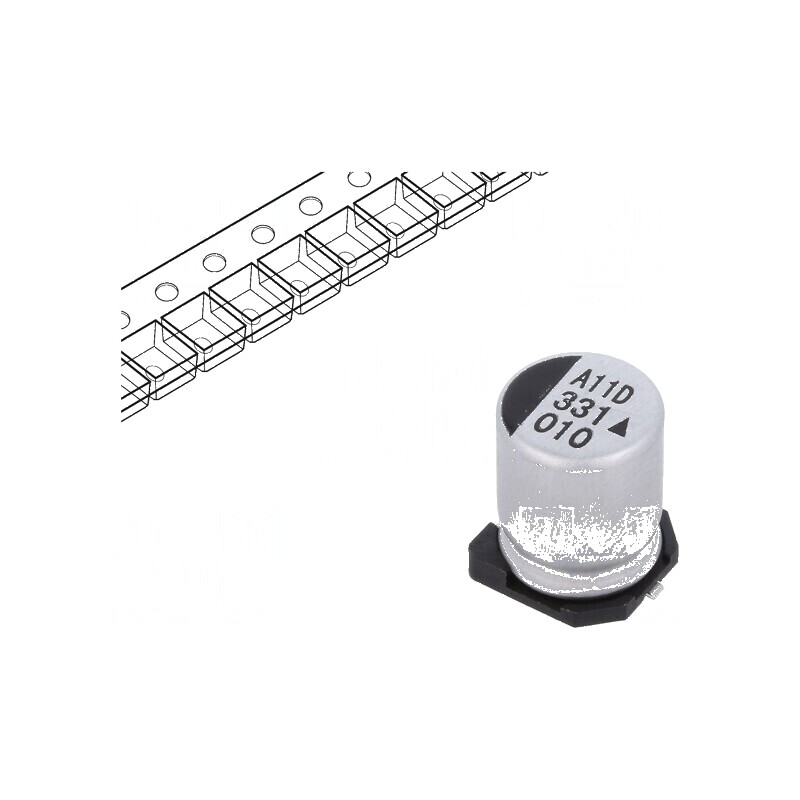 Condensator electrolitic SMD 330uF 10V 8x10,5mm 5000h | Electronic-mag.ro | Componente Electronice Condensator electrolitic SMD 330uF 10V 8x10,5mm 5000h | Electronic-mag.ro | Componente Electronice