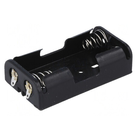 Suport pentru baterii AA, R6, 2 urechi, lipire neagră | Electronic-mag.ro | Componente Electronice