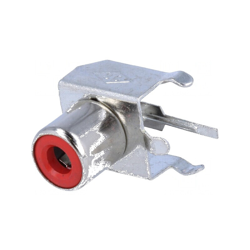 Conector RCA soclu mamă MINI unghi 90° THT roşu | Electronic-mag.ro | Componente Electronice