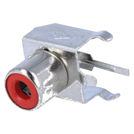 Conector RCA soclu mamă MINI unghi 90° THT roşu | Electronic-mag.ro | Componente Electronice