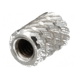 Adaos filetat din alamă nichelat M2,5 - Lungime 5,9mm, Diametru exterior 4,5mm | Electronic-mag.ro | Componente Electronice