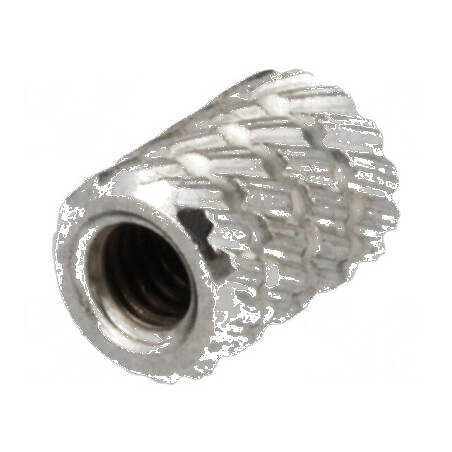 Adaos filetat din alamă nichelat M2,5 - Lungime 5,9mm, Diametru exterior 4,5mm | Electronic-mag.ro | Componente Electronice
