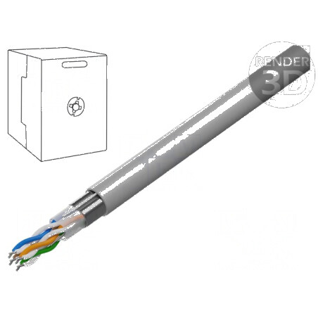 Cablu F/UTP 4x2x24AWG 5e sârmă CCA PVC gri 305m Ø 5,7mm - Cablu de rețea Ethernet 5e pentru conexiuni stabile | Electronic-mag.ro | Componente Electronice