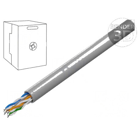 Cablu U/UTP 4x2x24AWG 6 sârmă CCA PVC gri 305m, Øcablu 6mm pentru rețele Ethernet | Electronic-mag.ro | Componente Electronice