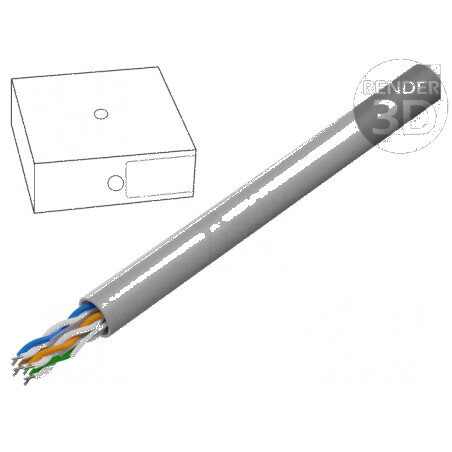 Cablu U/UTP 4x2x24AWG CCA PVC gri 100m pentru rețea Øcablu: 6mm | Electronic-mag.ro | Componente Electronice
