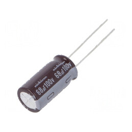 Condensator electrolitic low ESR THT 68uF 100VDC Ø10x20mm - Componentă electronică de calitate | Electronic-mag.ro | Componente Electronice