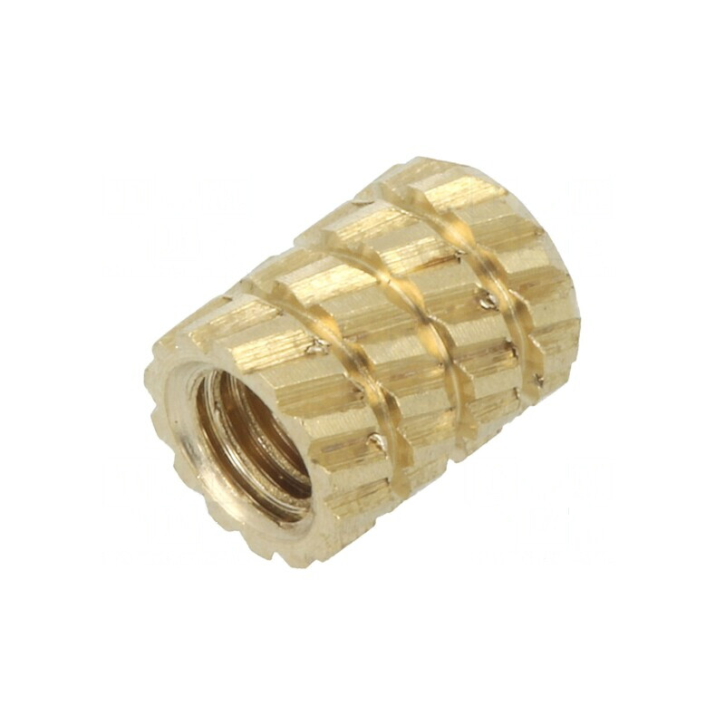 Adaos filetat din alamă M2,5 - Lungime 5,9mm, Diametru exterior 4,5mm | Electronic-mag.ro | Componente Electronice