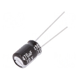 Condensator electrolitic THT 470uF 10VDC Ø8x11mm ±20% 5000h pentru circuite electronice | Electronic-mag.ro | Componente Electronice