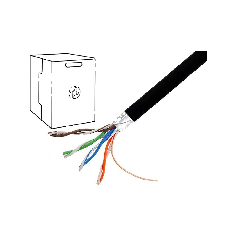 Cablu F/UTP 5e 4x2x24AWG pentru exterior, sârmă CCA, PE, negru, 305m | Electronic-mag.ro | Componente Electronice Cablu F/UTP 5e 4x2x24AWG pentru exterior, sârmă CCA, PE, negru, 305m | Electronic-mag.ro | Componente Electronice