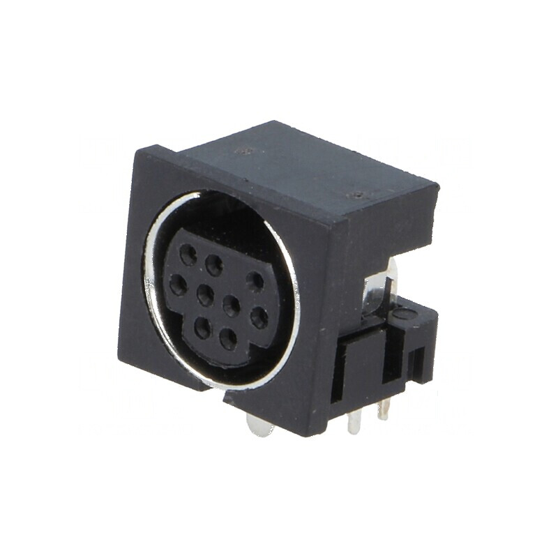 Conector DIN mini soclu mamă 9 PIN THT unghi 90° - componentă electronică | Electronic-mag.ro | Componente Electronice