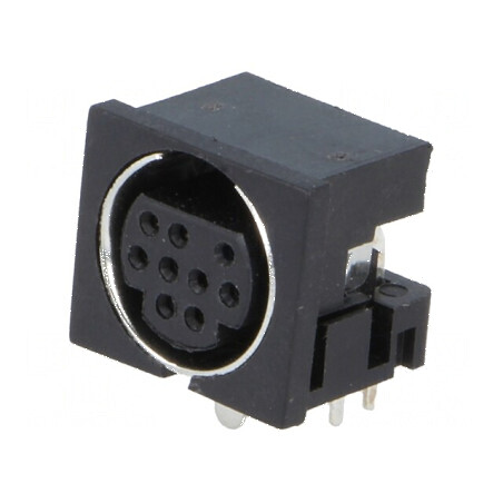 Conector DIN mini soclu mamă 9 PIN THT unghi 90° - componentă electronică | Electronic-mag.ro | Componente Electronice