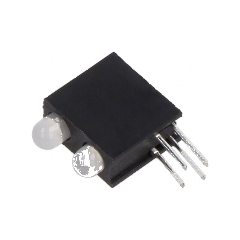 LED 3mm în carcasă, 2 diode roşie/galben-verde, 30mA, unghi 60° | Electronic-mag.ro | Componente Electronice