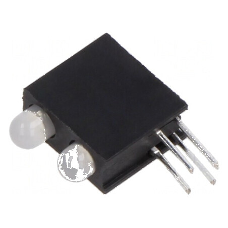 LED 3mm în carcasă, 2 diode roşie/galben-verde, 30mA, unghi 60° | Electronic-mag.ro | Componente Electronice