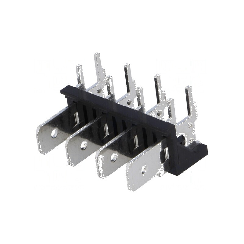 Conector spadă 6,3mm THT 250V unghi 90°, terminal cu 4 piste | Electronic-mag.ro | Componente Electronice