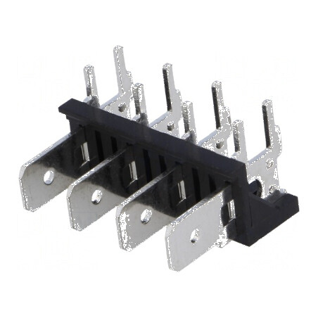 Conector spadă 6,3mm THT 250V unghi 90°, terminal cu 4 piste | Electronic-mag.ro | Componente Electronice