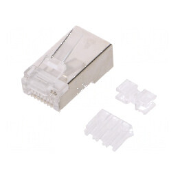 Conector RJ45 Cat 6a ecranat aurit 8p8c drept | Electronic-mag.ro | Componente Electronice