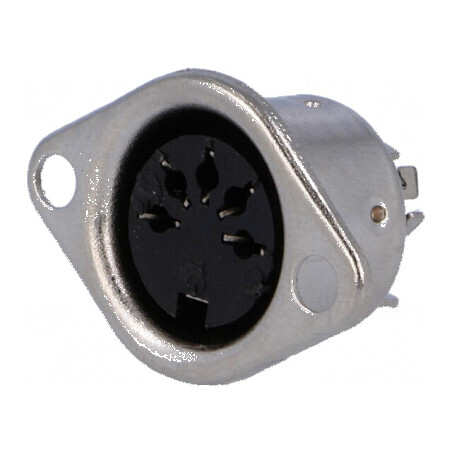 Conector DIN soclu mamă PIN 5 cu dispunere 180° pentru lipire | Electronic-mag.ro | Componente Electronice