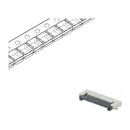 Conector FFC/FPC orizontal 16 pini ZIF SMT 500mA cositorit | Electronic-mag.ro | Componente Electronice