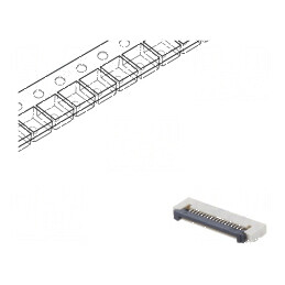 Conector FFC/FPC orizontale 18 PIN ZIF SMT 500mA cositorit pentru circuit imprimat | Electronic-mag.ro | Componente Electronice