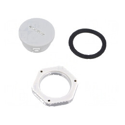 Capac de protecție PG16 din poliamidă gri deschis cu filet PG | Electronic-mag.ro | Componente Electronice