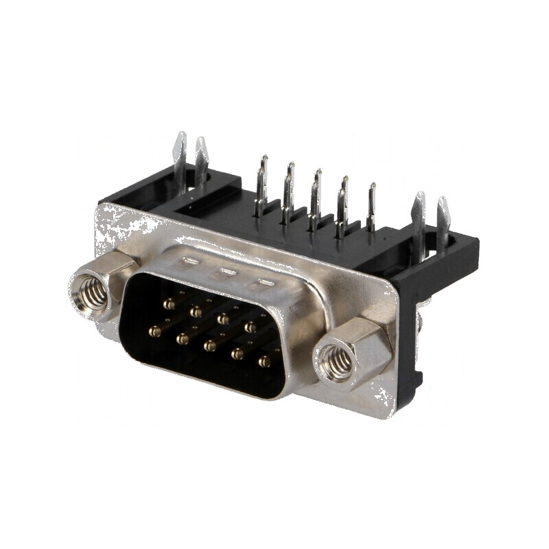 Conector D-Sub 9 pini soclu tată unghi 90° THT UNC 4-40 5A 15mΩ | Electronic-mag.ro | Componente Electronice