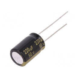 Condensator electrolitic low ESR THT 220uF 50VDC Ø10x16mm pentru circuite electrice | Electronic-mag.ro | Componente Electronice