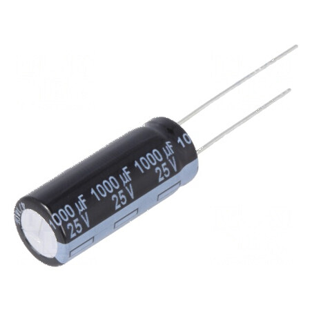 Condensator electrolitic low ESR THT 1000uF 25VDC Ø10x25mm - Componentă electronică de calitate | Electronic-mag.ro | Componente Electronice