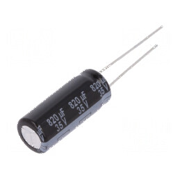 Condensator electrolitic low ESR THT 820uF 35VDC Ø10x25mm pentru circuite electronice | Electronic-mag.ro | Componente Electronice