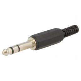 Conector Jack 6,3mm mufă tată stereo cu manşon, 3 piste drept | Electronic-mag.ro | Componente Electronice