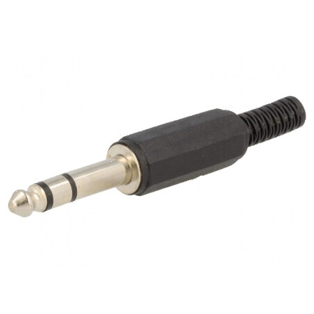 Conector Jack 6,3mm mufă tată stereo cu manşon, 3 piste drept | Electronic-mag.ro | Componente Electronice