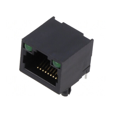 Conector RJ45 soclu PIN 8 cu diodă LED 8p8c THT pentru rețea | Electronic-mag.ro | Componente Electronice