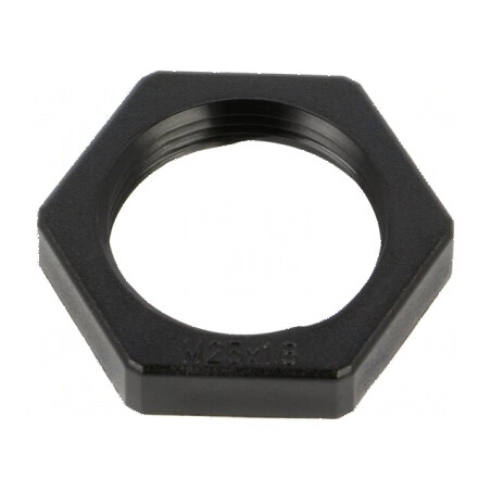 Piuliţă M25 din poliamidă neagră cu pas de 1,5 mm | Electronic-mag.ro | Componente Electronice