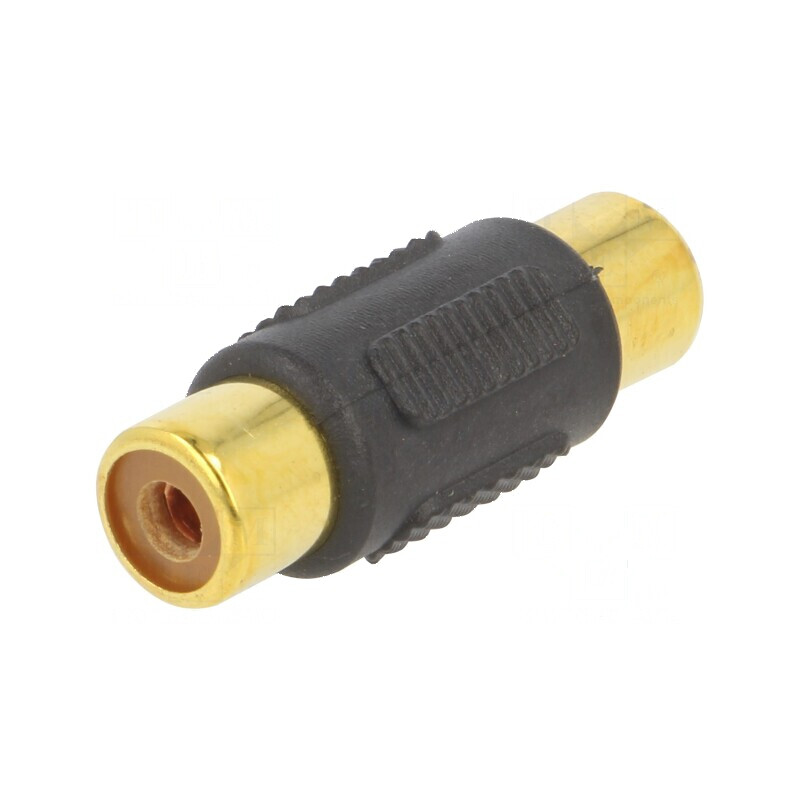 Adaptor RCA soclu aurit negru, din ambele părţi, pentru conexiuni audio de calitate | Electronic-mag.ro | Componente Electronice