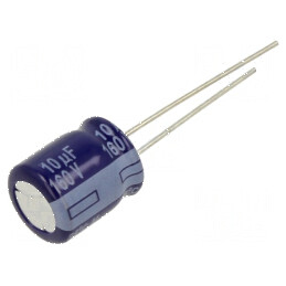 Condensator electrolitic THT 10uF 160VDC Ø10x12,5mm ±20% pentru circuite electronice | Electronic-mag.ro | Componente Electronice