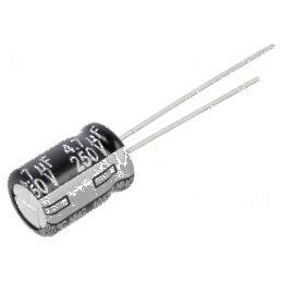 Condensator electrolitic THT 4,7uF 250VDC Ø8x11,5mm ±20% - Componentă electronică | Electronic-mag.ro | Componente Electronice