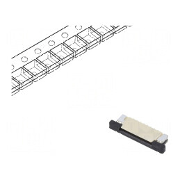 Conector FFC/FPC 8 pini ZIF SMT 50V cu contacte superioare | Electronic-mag.ro | Componente Electronice