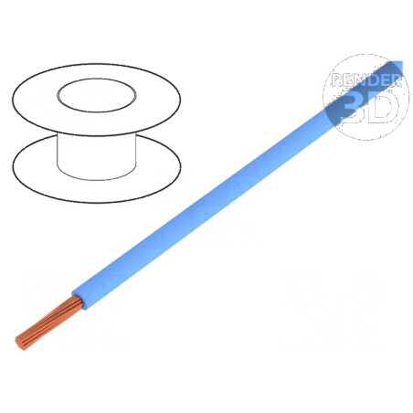 Cablu H05V2-K litat 0,5mm² 22AWG PVC albastru 300V 500V - 100m | Electronic-mag.ro | Componente Electronice