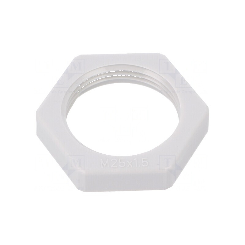 Piuliță M25 din poliamidă, grosime 7mm, cheie 32mm, gri deschis, pas 1,5 | Electronic-mag.ro | Componente Electronice Piuliță M25 din poliamidă, grosime 7mm, cheie 32mm, gri deschis, pas 1,5 | Electronic-mag.ro | Componente Electronice