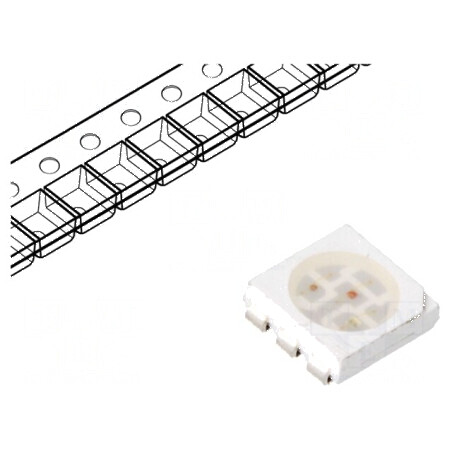 LED SMD 5060 PLCC6 culoare roșie/verde/galben 5x5x1,5mm 120° 20mA - Benzi LED pentru iluminat decorativ | Electronic-mag.ro | Componente Electronice