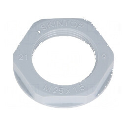 Piuliță M25 din poliamidă UL94V-2, 34mm, gri, rezistentă la temperaturi între -20° și 100°C, Pas: 1,5 | Electronic-mag.ro | Componente Electronice