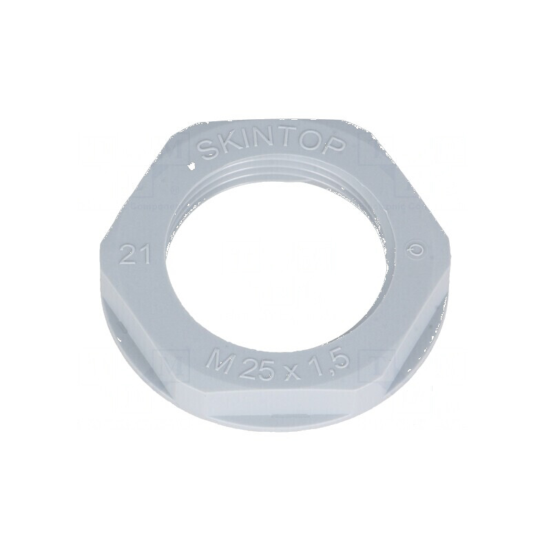 Piuliță M25 din poliamidă UL94V-2, 34mm, gri, rezistentă la temperaturi între -20° și 100°C, Pas: 1,5 | Electronic-mag.ro | Componente Electronice Piuliță M25 din poliamidă UL94V-2, 34mm, gri, rezistentă la temperaturi între -20° și 100°C, Pas: 1,5 | Electronic-mag.ro | Componente Electronice