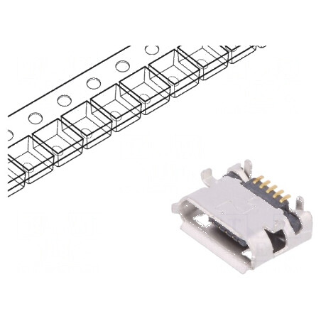 Conector USB B micro soclu pentru PCB SMT/THT PIN 5 USB 2.0 - Componente electronice | Electronic-mag.ro | Componente Electronice