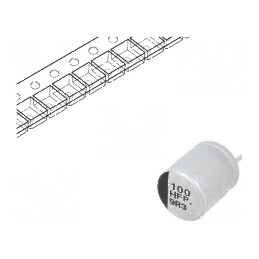 Condensator electrolitic SMD 100uF 50VDC low ESR Ø8x10,2mm | Electronic-mag.ro | Componente Electronice