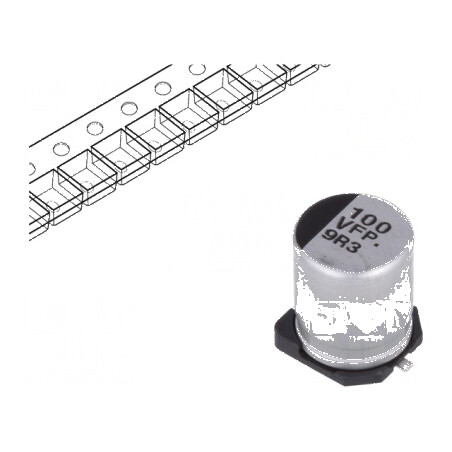 Condensator electrolitic SMD 100uF 35VDC low ESR Ø8x10,2mm | Electronic-mag.ro | Componente Electronice